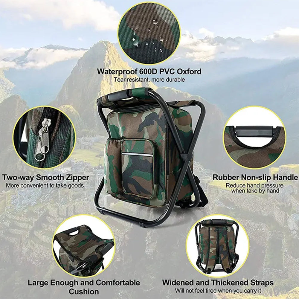 Camouflage Ryggsekkstol 3-i-1 med Kjølebag