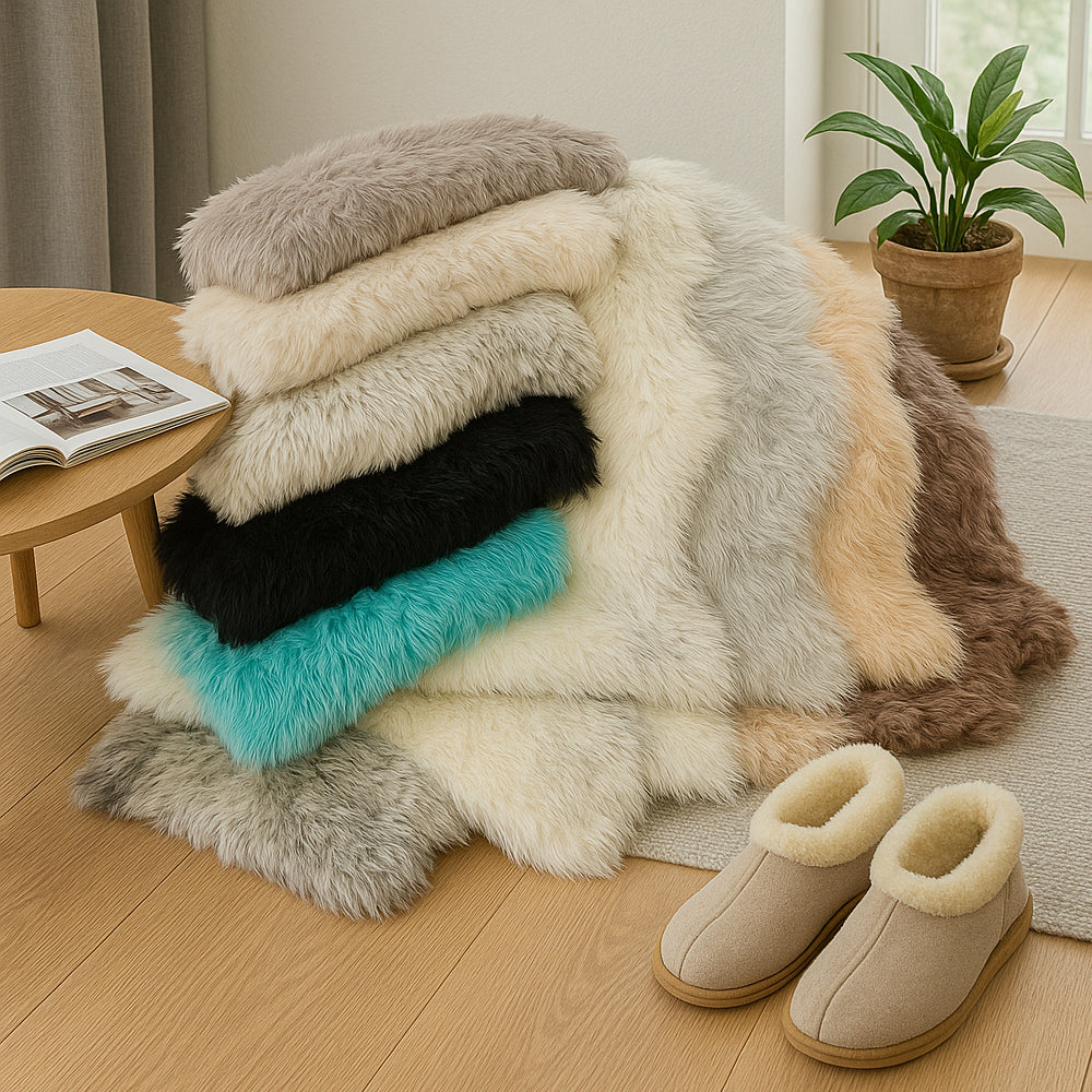 Myke, fargerike faux fur-minitepper