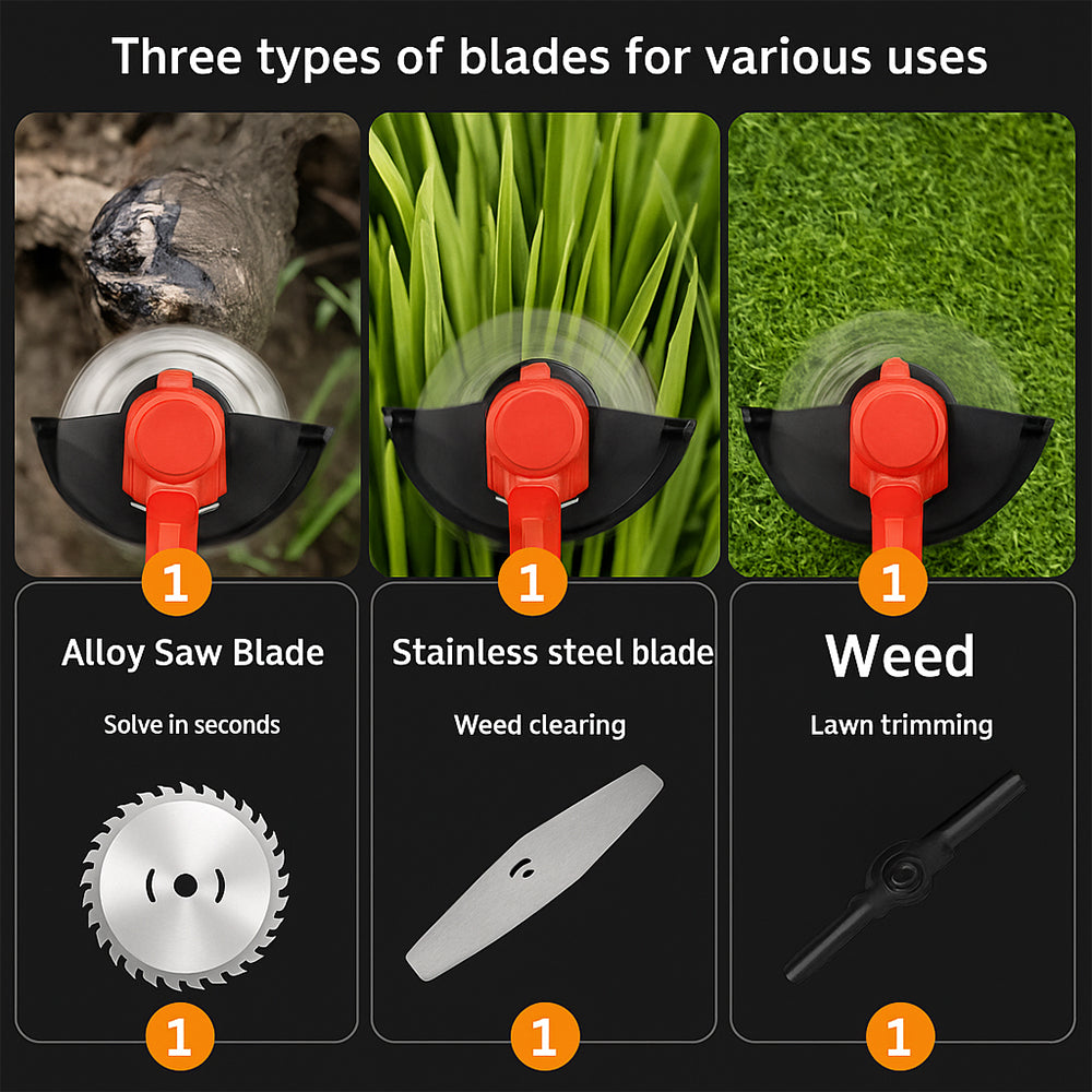 Gresstrimmer og kantklipper med hjul med teleskopskaft og batteri