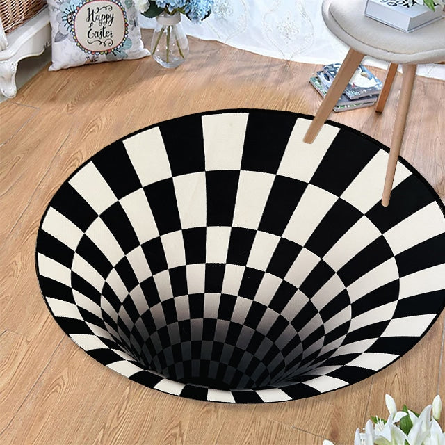 Rundt Vortex-3D-illusjonsteppe – 100 cm – sklisikkert