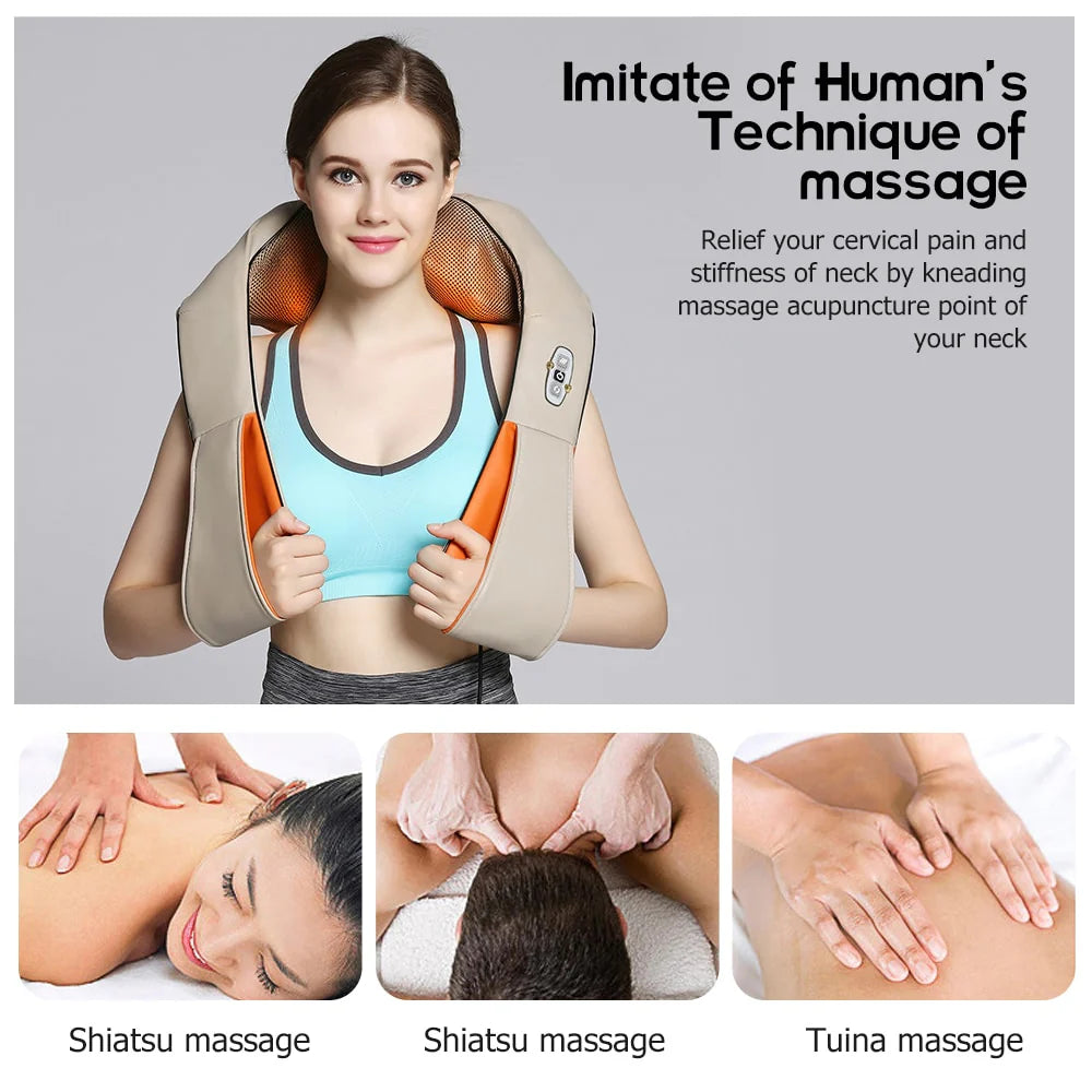Massasje- & varmepute til nakke, skuldre & rygg (Shiatsu V2)