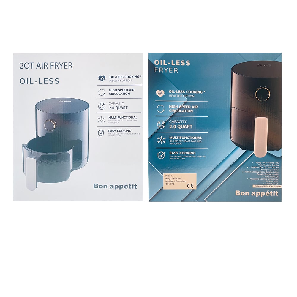 Airfryer 2,0 liter (lavfett: grille, bake, steke og fritere)