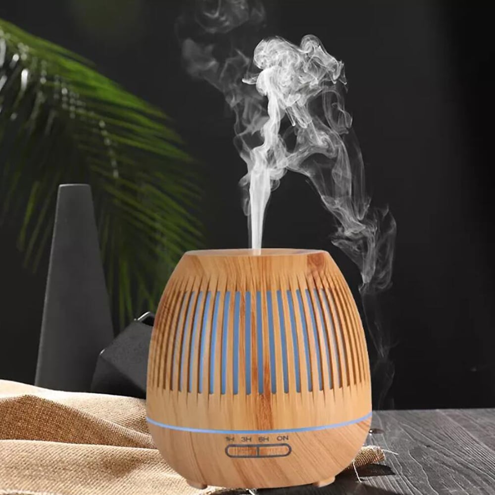 Aroma Diffuser 400 ML med fjernkontroll - Stilren i brun og lys tre -