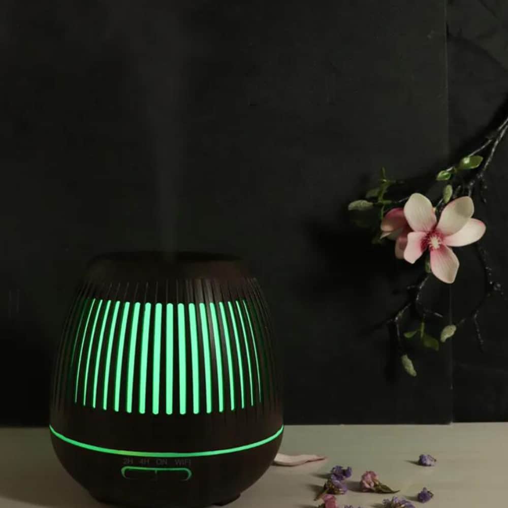 Aroma Diffuser 400 ML med fjernkontroll - Stilren i brun og lys tre -