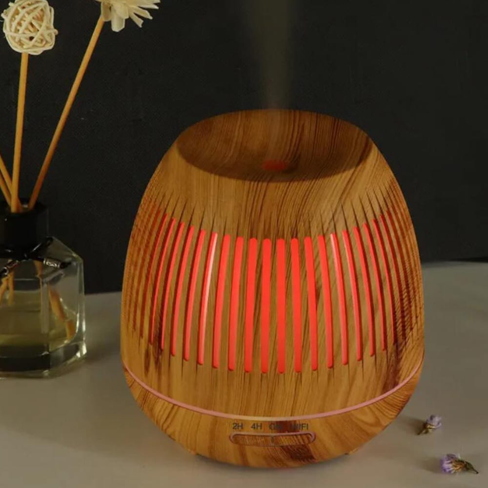 Aroma Diffuser 400 ML med fjernkontroll - Stilren i brun og lys tre -