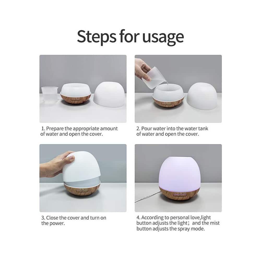 Aroma Diffuser 400 ML m/fjernkontroll - Stilren og vakker – 2 farger -