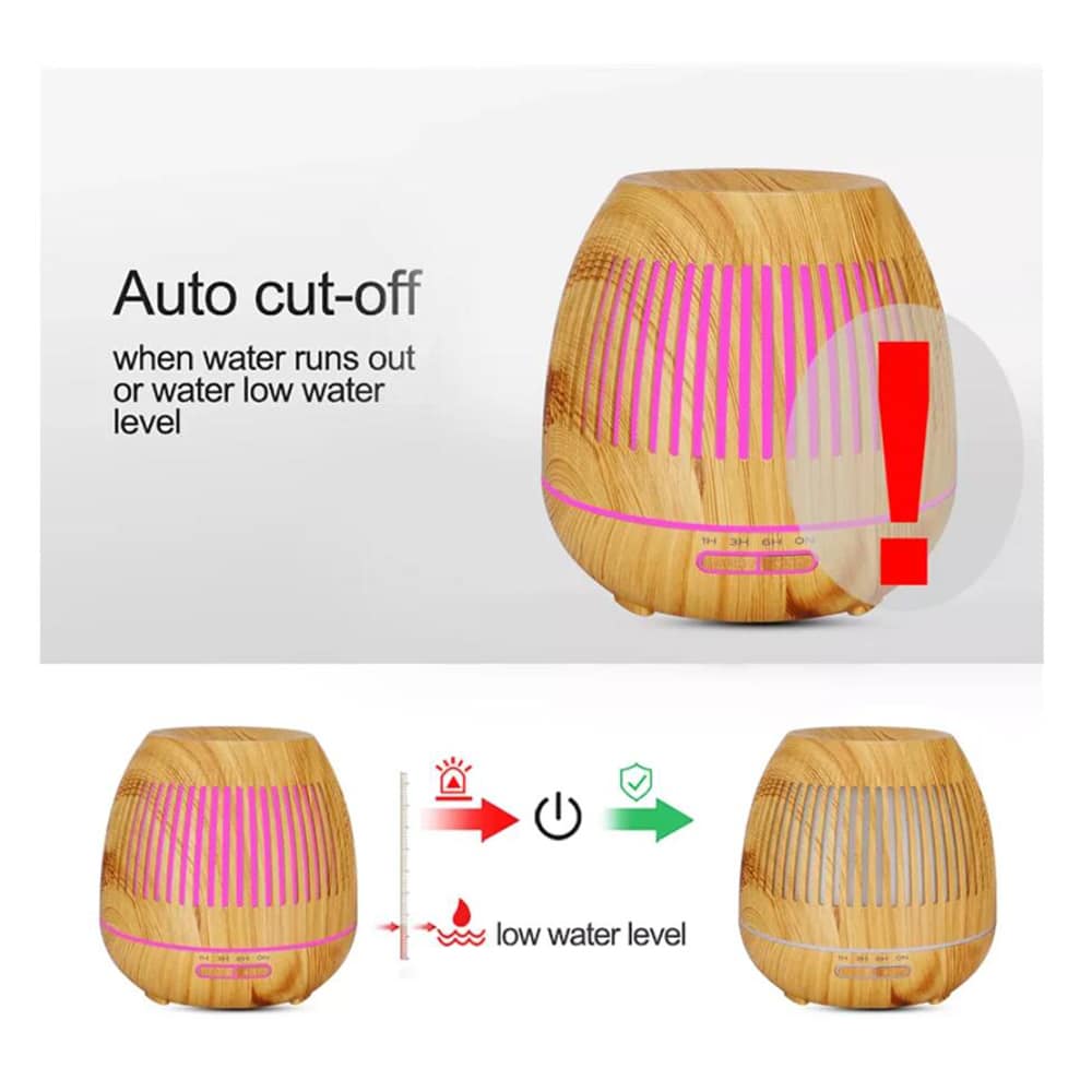 Aroma Diffuser 400 ML med fjernkontroll - Stilren i brun og lys tre -