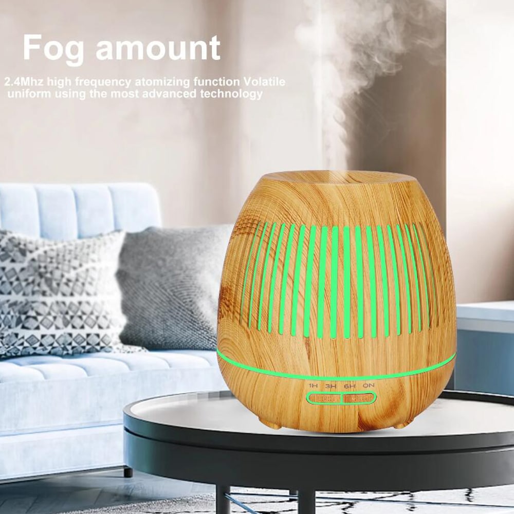 Aroma Diffuser 400 ML med fjernkontroll - Stilren i brun og lys tre -