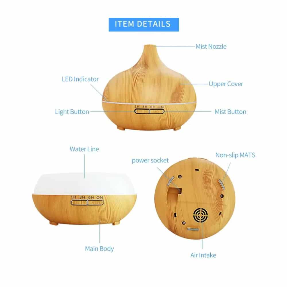 Aroma Diffuser – 500 ml med trelook