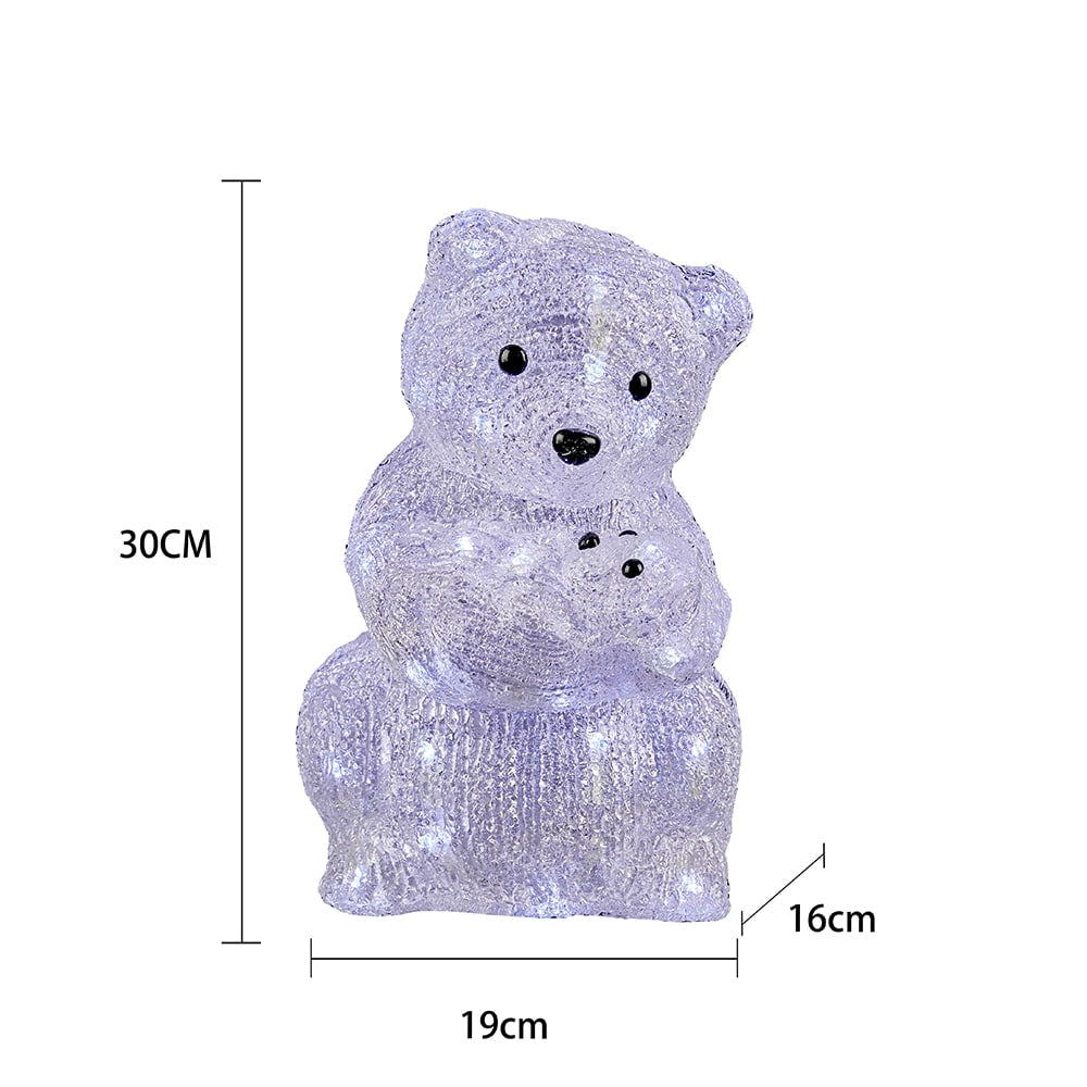 Bjørn Akryl - høyde 20 cm med LED-Lys