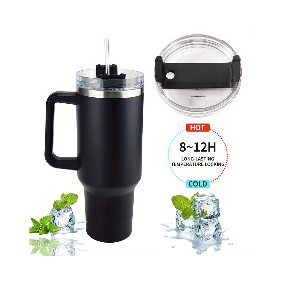 Tumbler termokopp 1200 ml med håndtak, lokk og sugerør