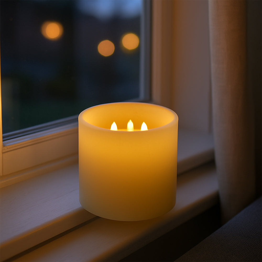 LED-blokklys med 3D-flammer – Ø15 cm