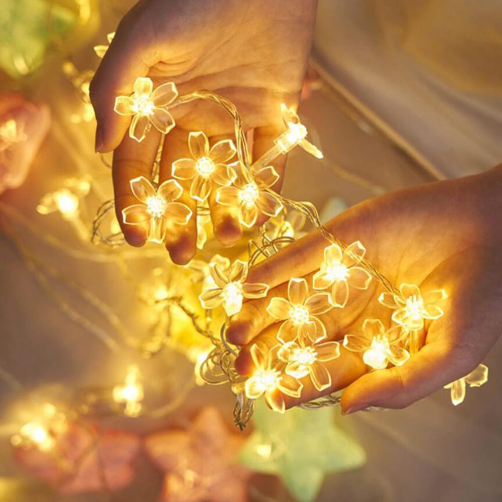 LED-lyskjede 2 meter m/30 Blomster - Soldrevet -