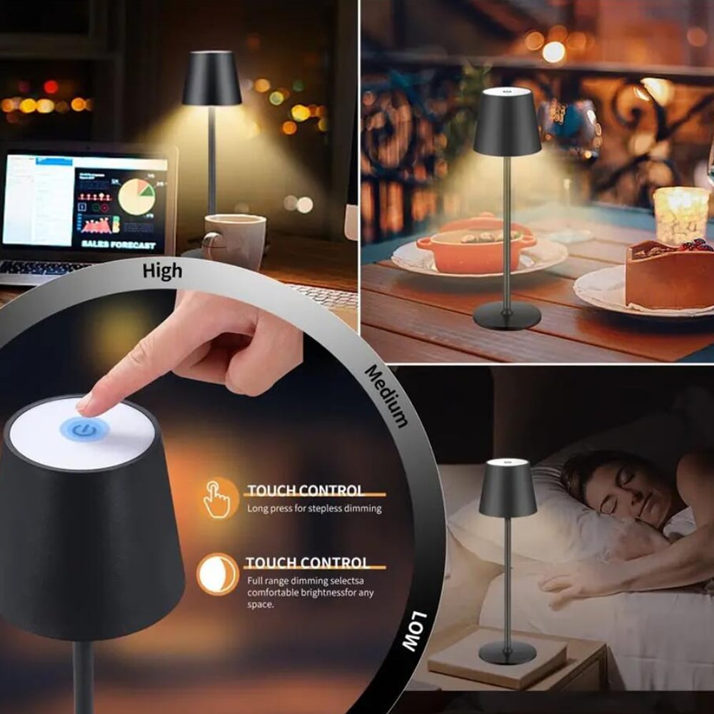 LED-bordlampe med touch og oppladbar funksjon