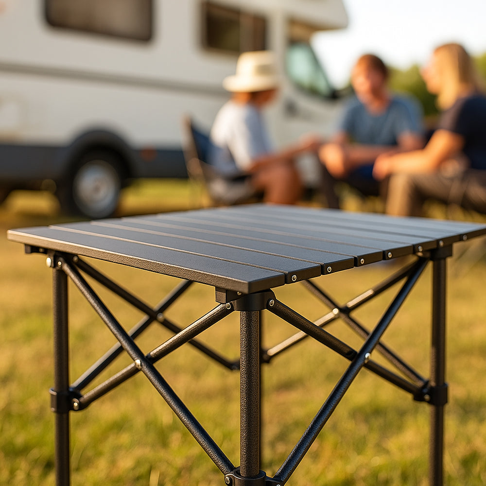 Sammenleggbart campingbord i karbonstål