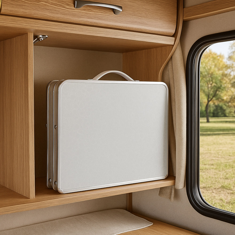 Sammenleggbart lettvekts campingbord i aluminium