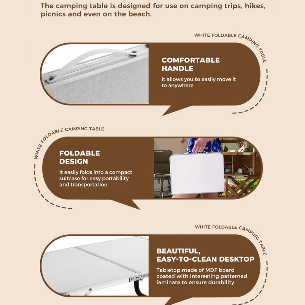 Sammenleggbart lettvekts campingbord i aluminium