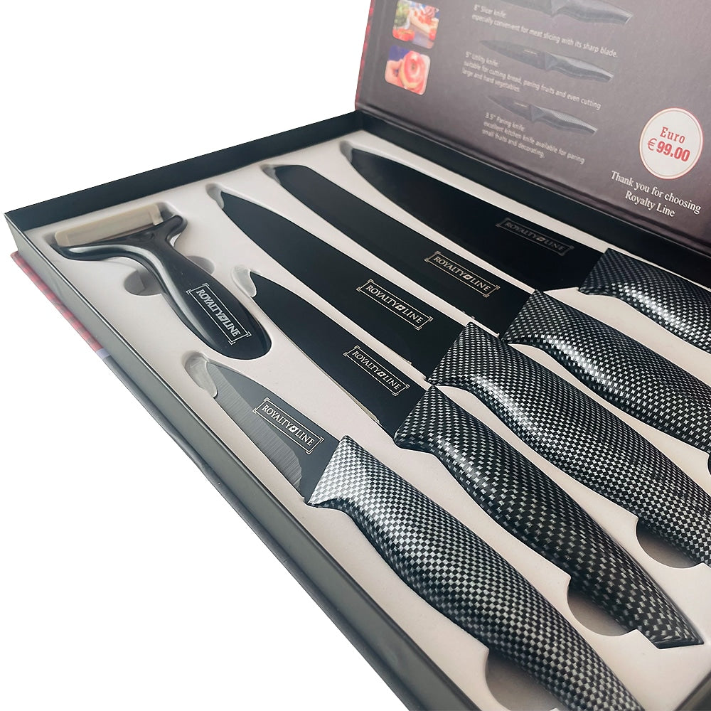 Knivsett (5 deler + skreller) Royalty Line – rustfritt
