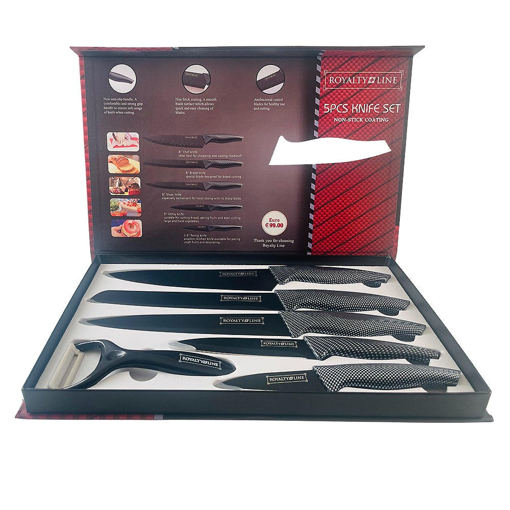 Knivsett (5 deler + skreller) Royalty Line – rustfritt