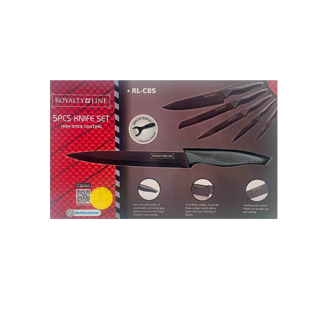 Knivsett (5 deler + skreller) Royalty Line – rustfritt