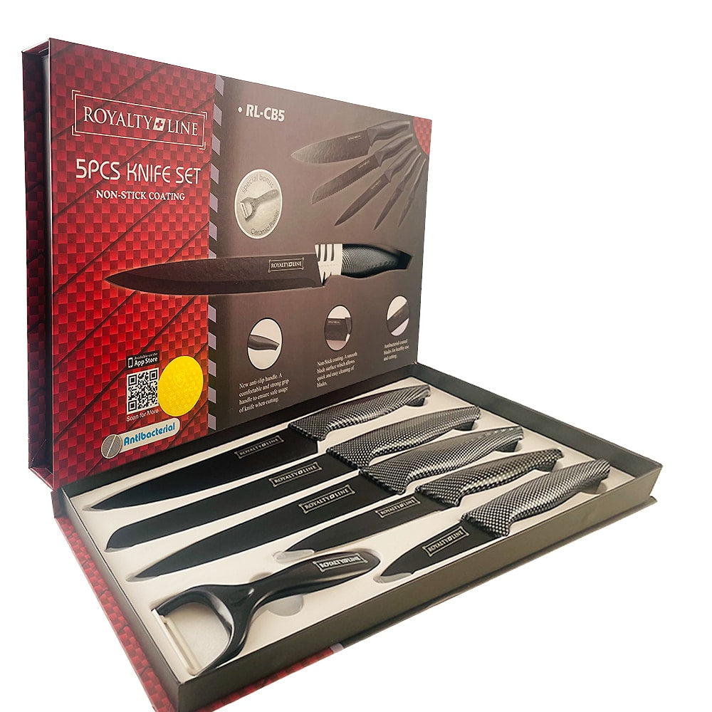 Knivsett (5 deler + skreller) Royalty Line – rustfritt