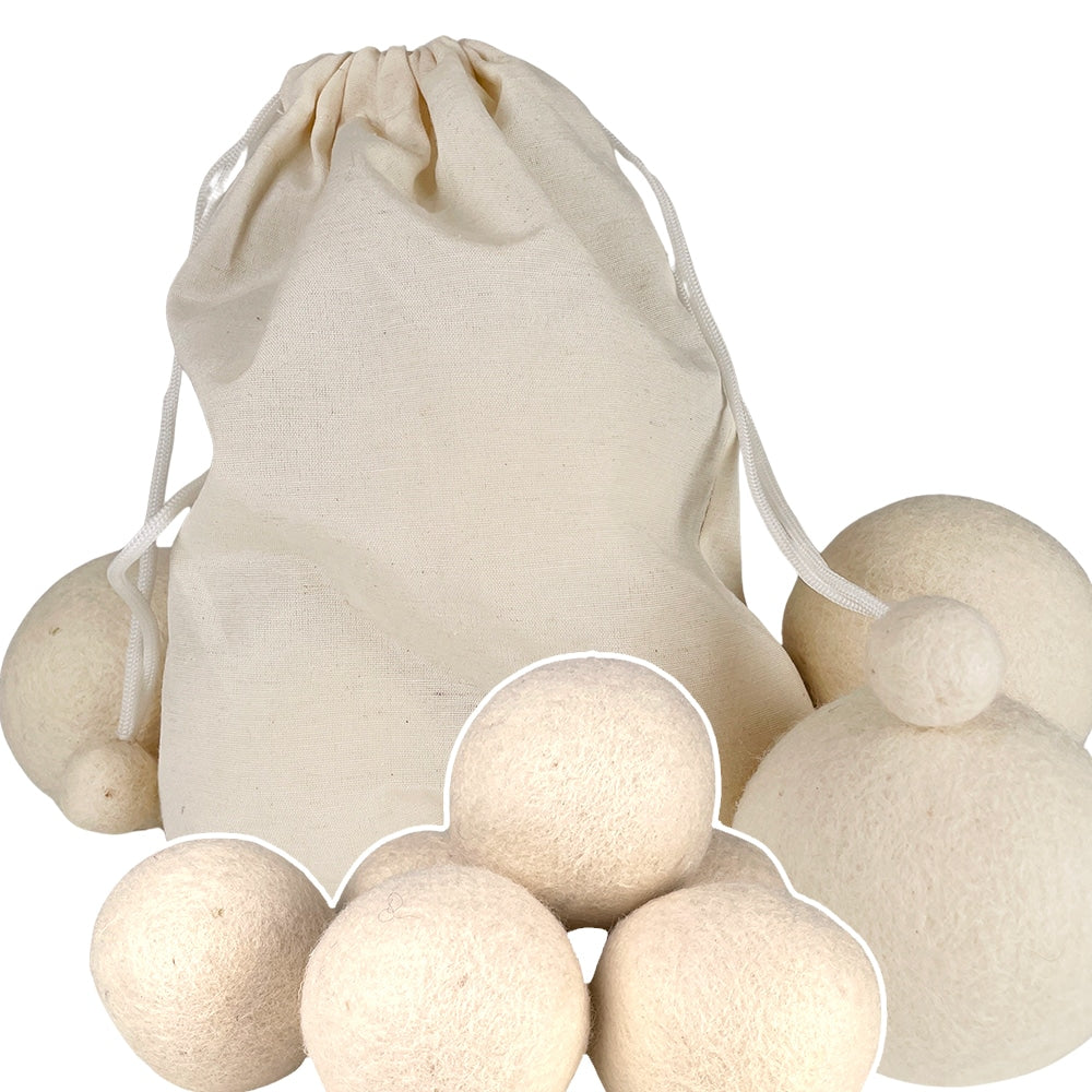 Tørrebolde i 100% ren økologis uld (6 stk. vasketøjsbolde)