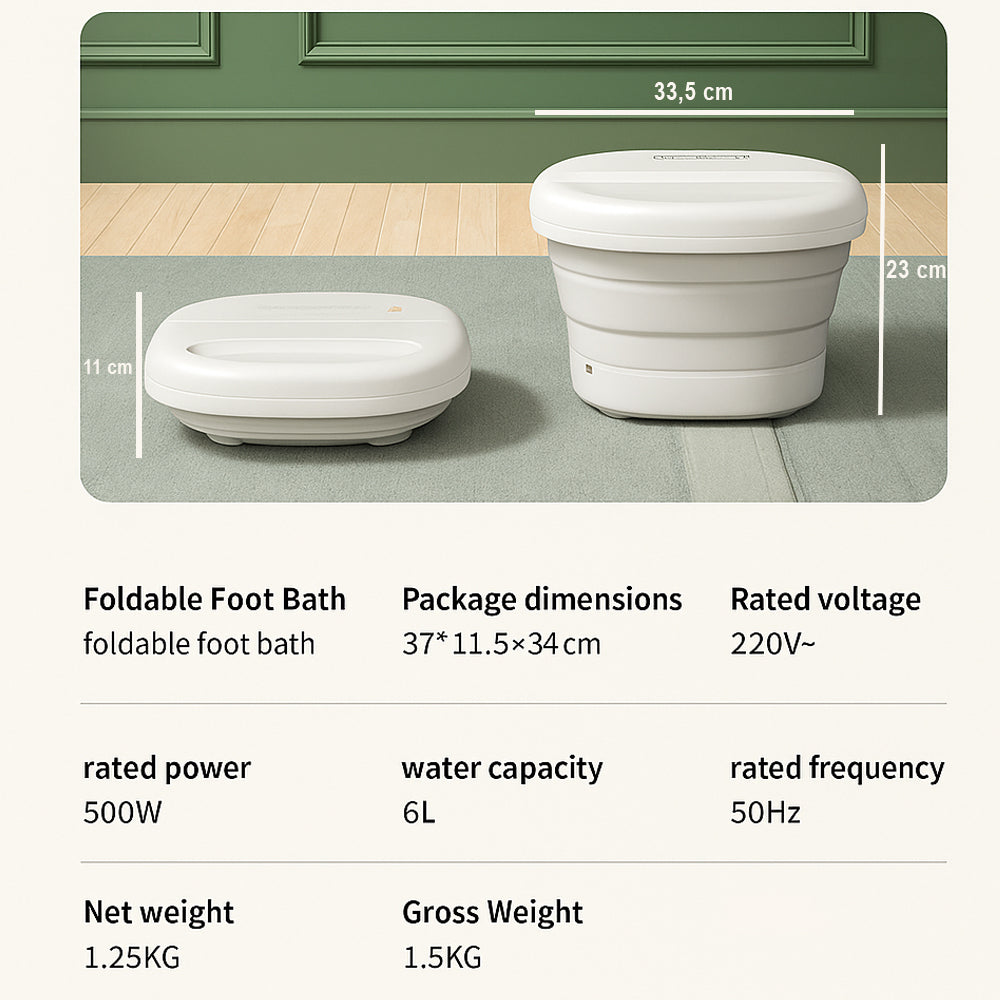 Sammenleggbart fotspa – Kraftig varme og dyp massasje