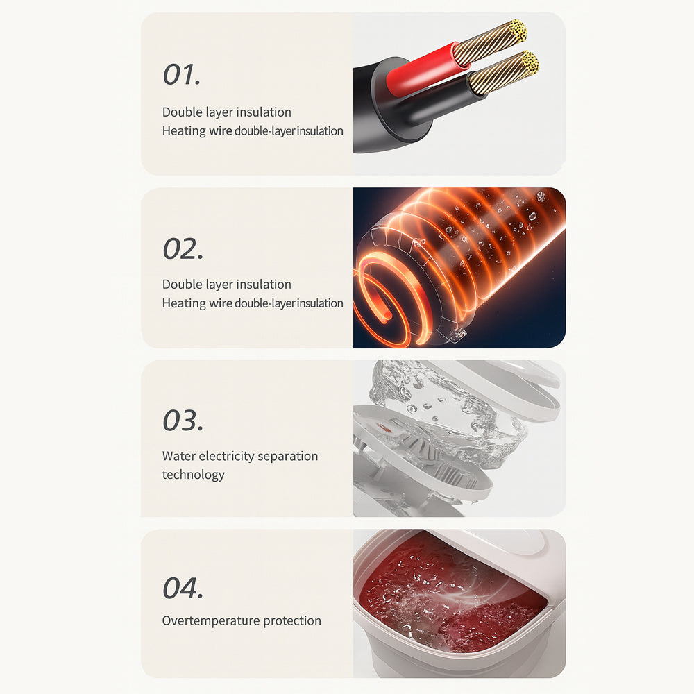 Sammenleggbart fotspa – Kraftig varme og dyp massasje