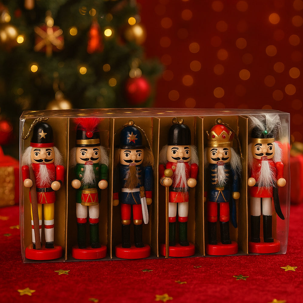 Nøtteknekker-figurer i tre – 12,5 cm, sett med 6 figurer –