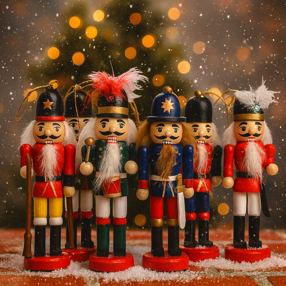 Nøtteknekker-figurer i tre – 12,5 cm, sett med 6 figurer –