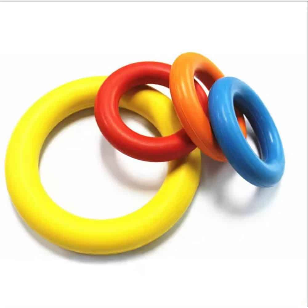 Hundens Anti-Bite Treningsring ø9 cm av gummi - ass. farger