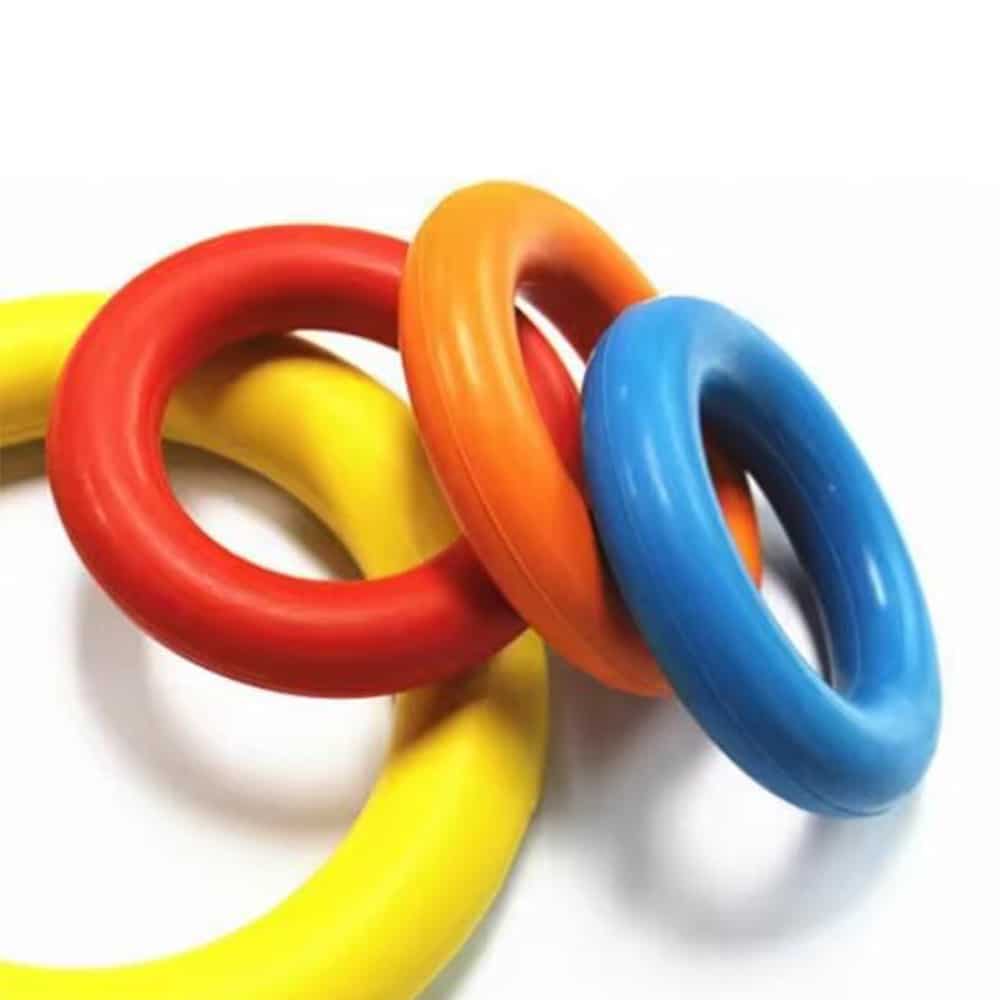 Hundens Anti-Bite Treningsring ø9 cm av gummi - ass. farger