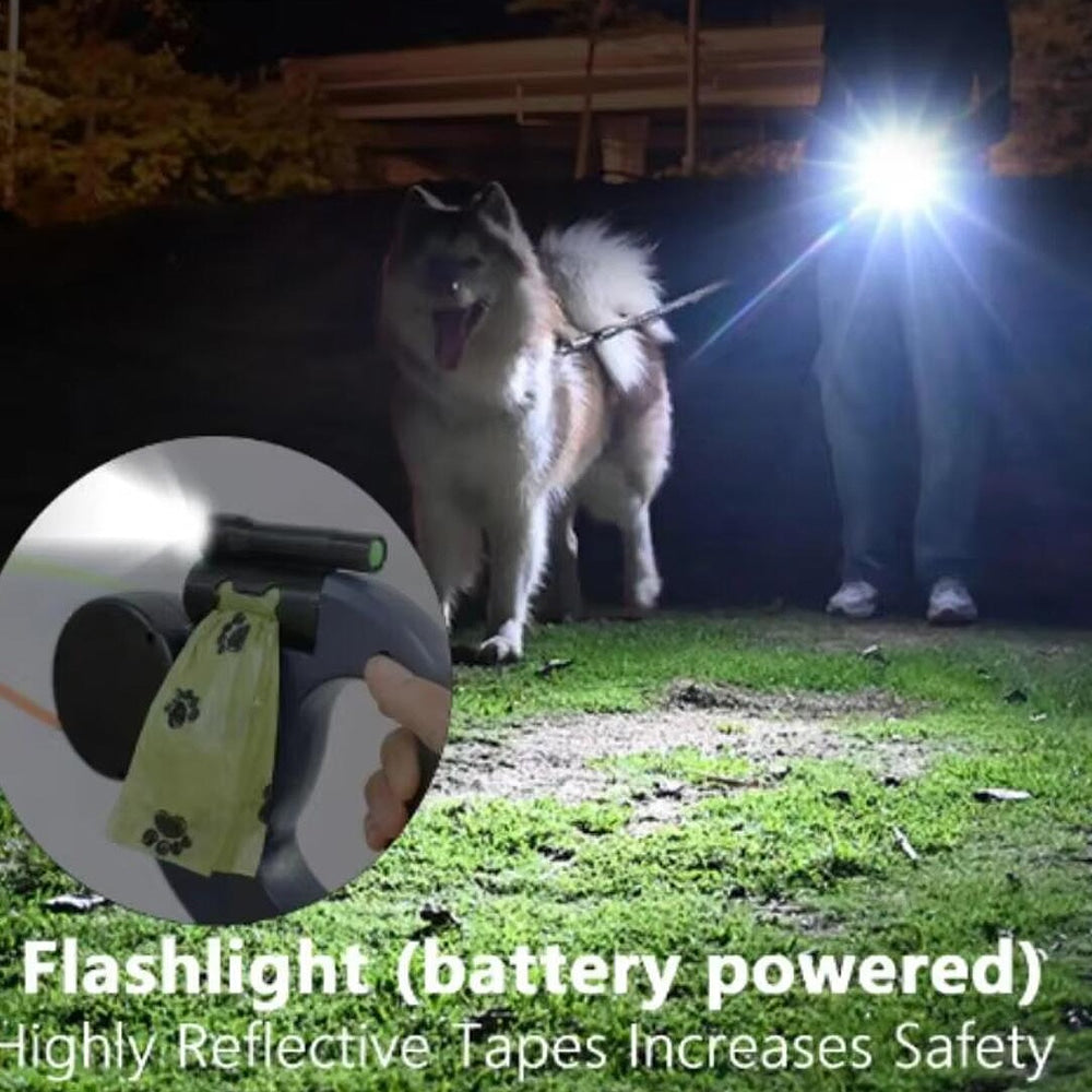 Dobbel Hundebånd med Innebygd LED-Lys og Hundeposeholder