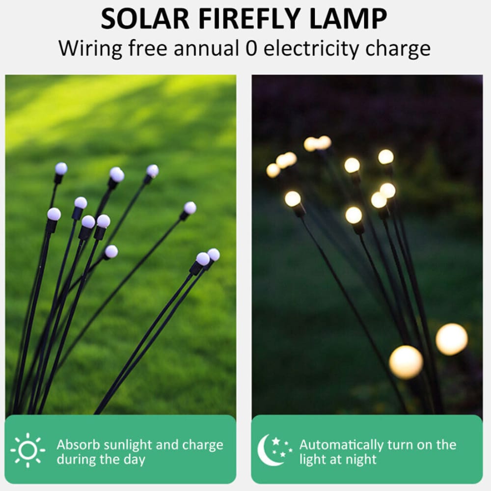 Ildflue, hagebelysning på spyd m/6-LED, 2-pakn.
