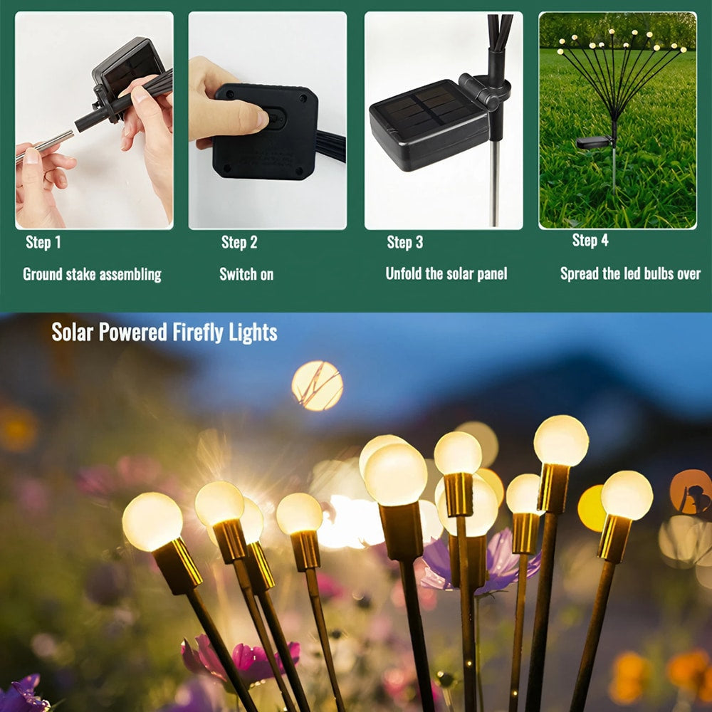 Ildflue, hagebelysning på spyd m/6-LED, 2-pakn.