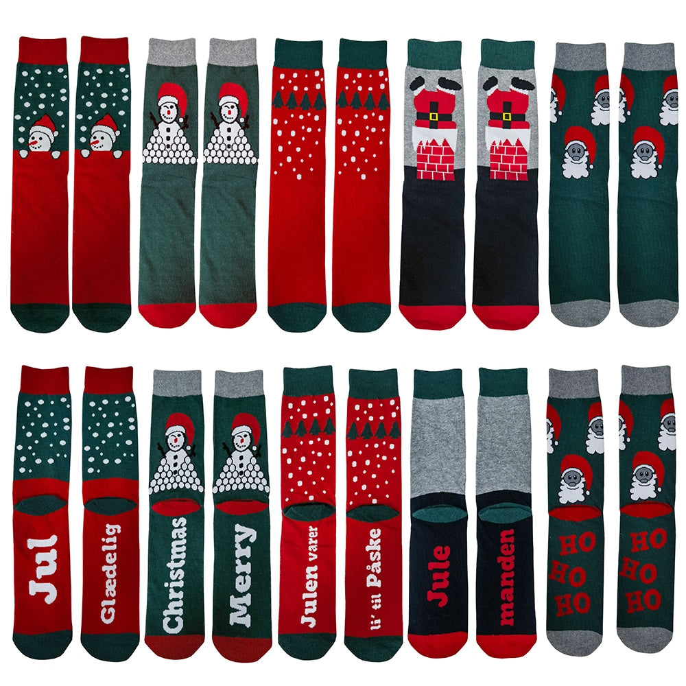 Julestrømper 5 par i ulike motiver og farger