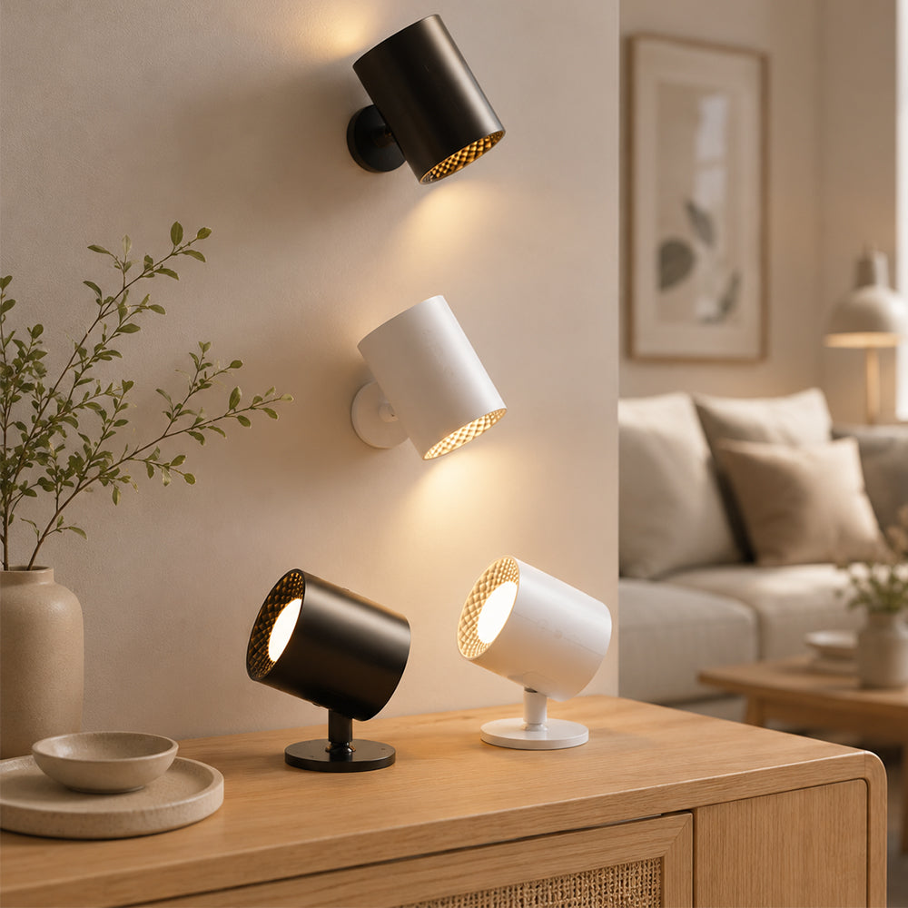 LED-nattlampe 360° roterbar, magnetisk, 3 fargetemperaturer – hvit eller svart