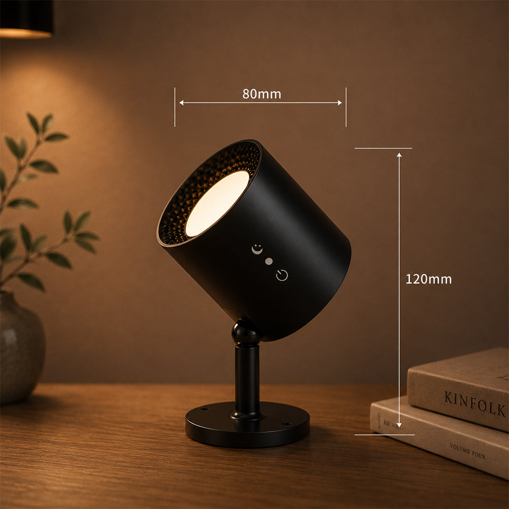 LED-nattlampe 360° roterbar, magnetisk, 3 fargetemperaturer – hvit eller svart