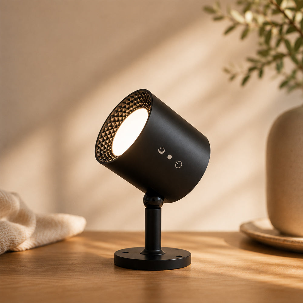 LED-nattlampe 360° roterbar, magnetisk, 3 fargetemperaturer – hvit eller svart