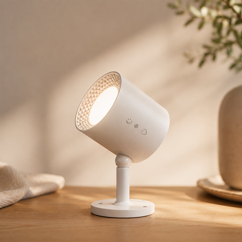 LED-nattlampe 360° roterbar, magnetisk, 3 fargetemperaturer – hvit eller svart