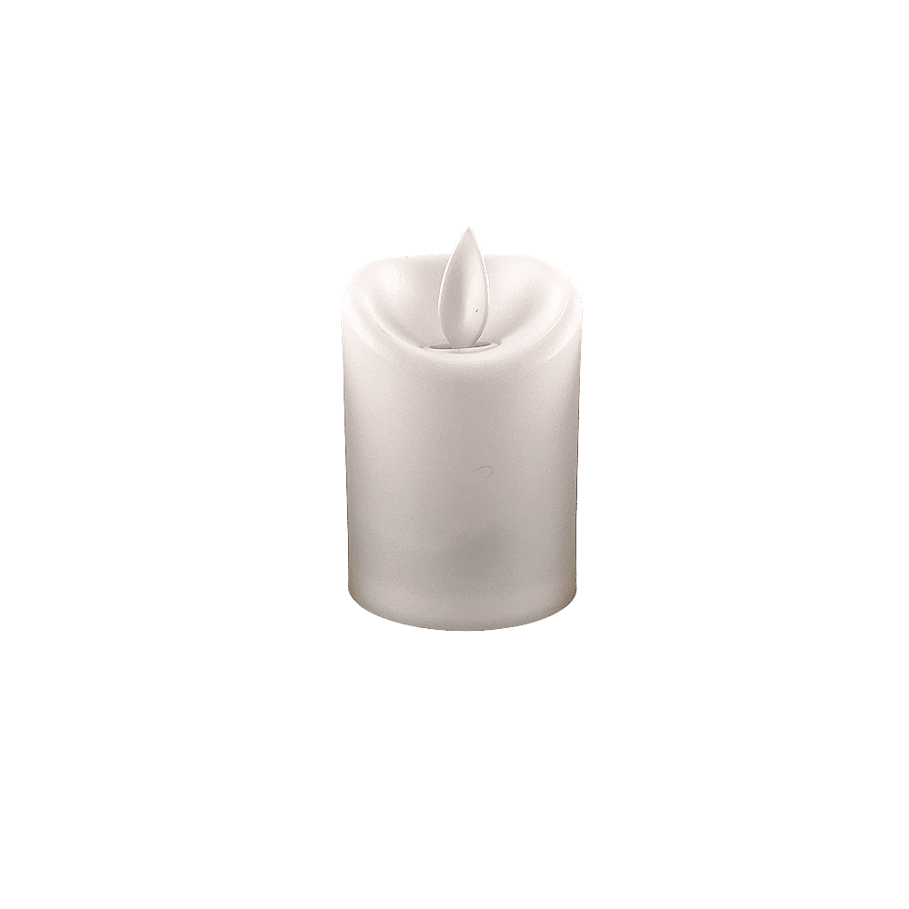 LED-lys i plast - 3 stk. - 7 cm - m/3D flamme og fjernkontroll - hvit