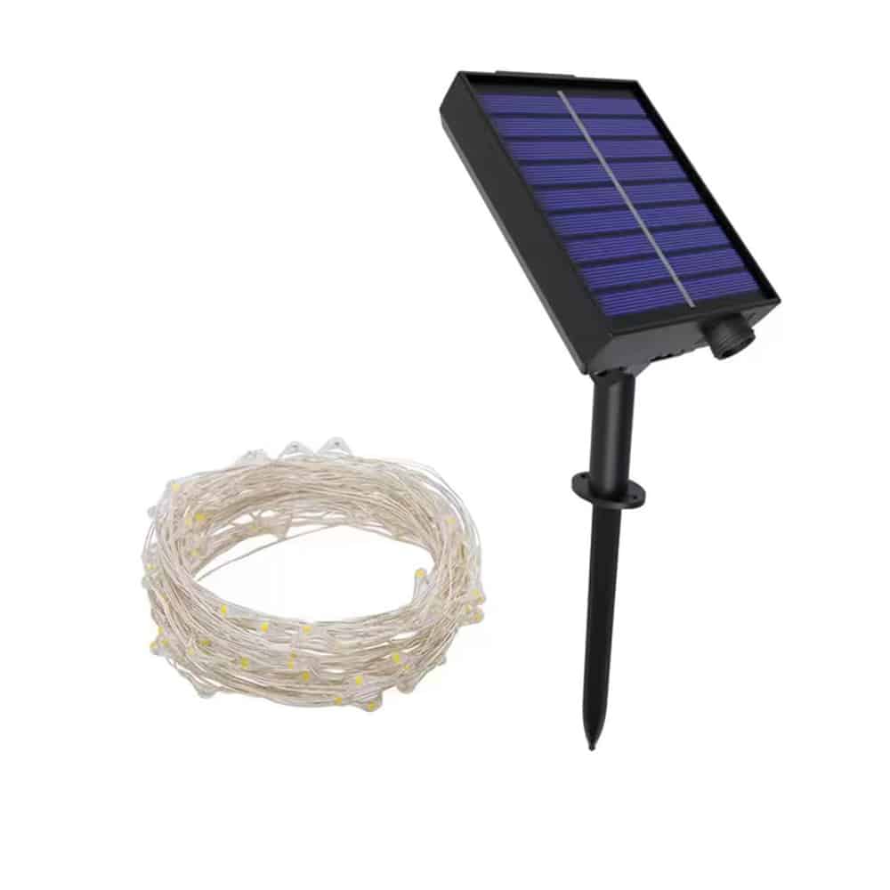 LED-lyslenke solcelledrevet med 200 LED Varm Hvit - 8 lysinnstillinger - 20 meter