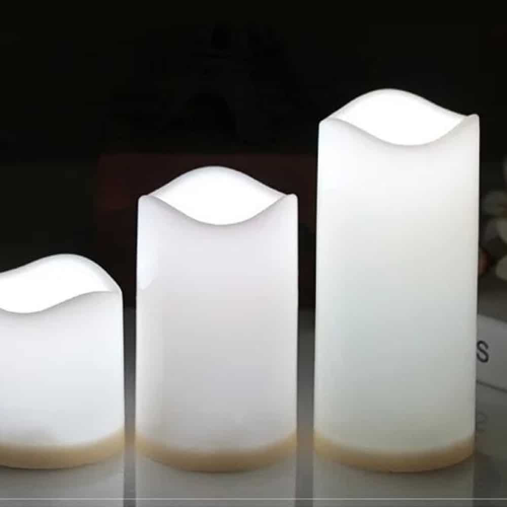 LED Stearinlys - 3 stk. - 7,5/11,5/15 cm - m/fjernkontroll - m/fargeendring