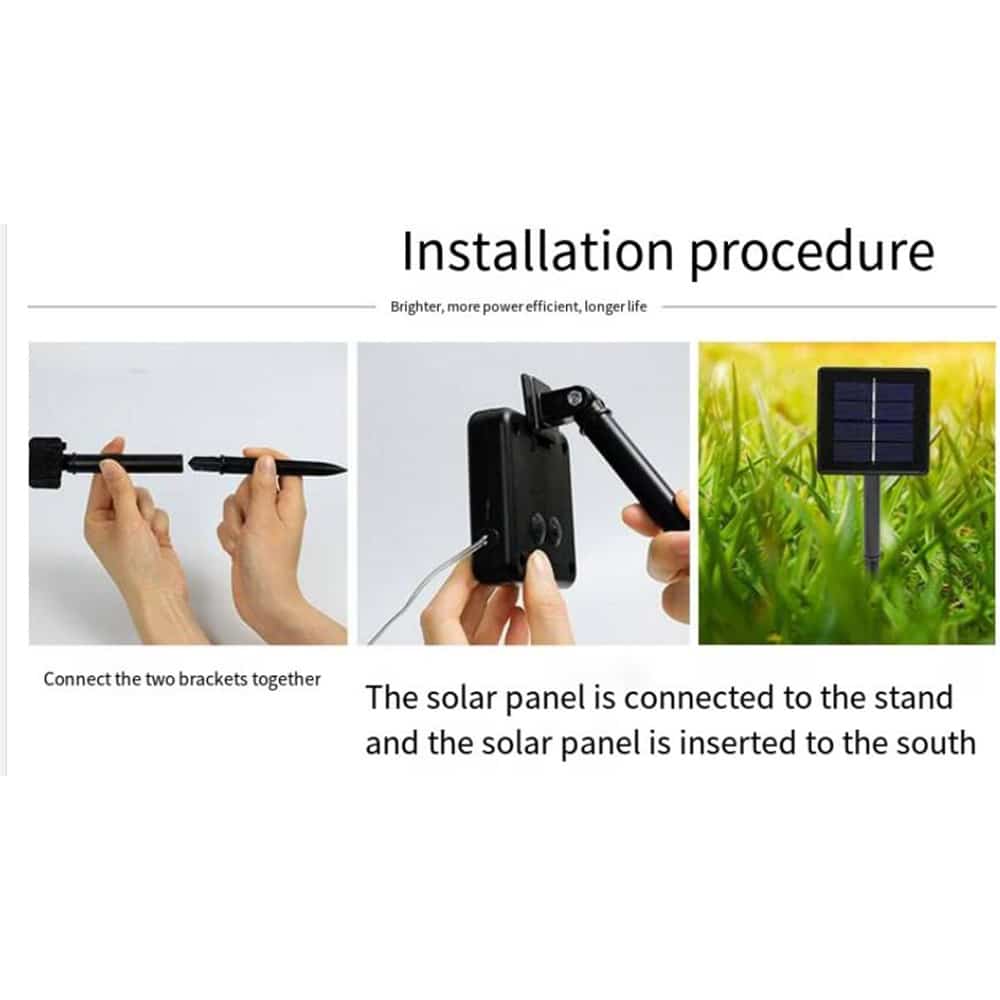 Lyskjede med 30 kuler - lades via solcellepanel for lading