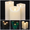LED blokklys - rustikk - 3 stk. - 10/12,5/15 cm - m/3D-flamme - (flere farger)