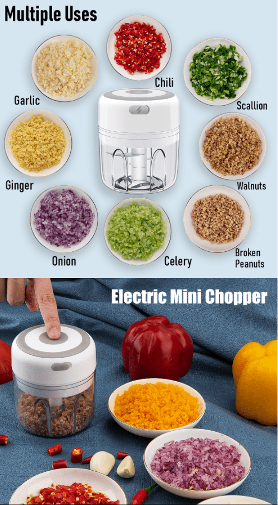 Oppladbar Minihakker (USB) – 100 eller 250 ml.