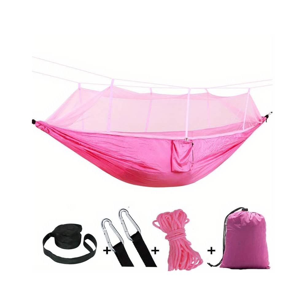 Hengekøye med myggnetting (militær, oransje-grå, rosa, grønn eller sort)