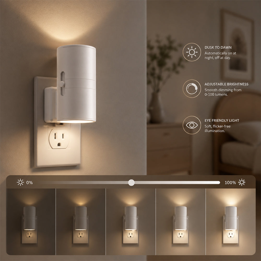 LED-nattlampe med sensor og justerbar lysstyrke