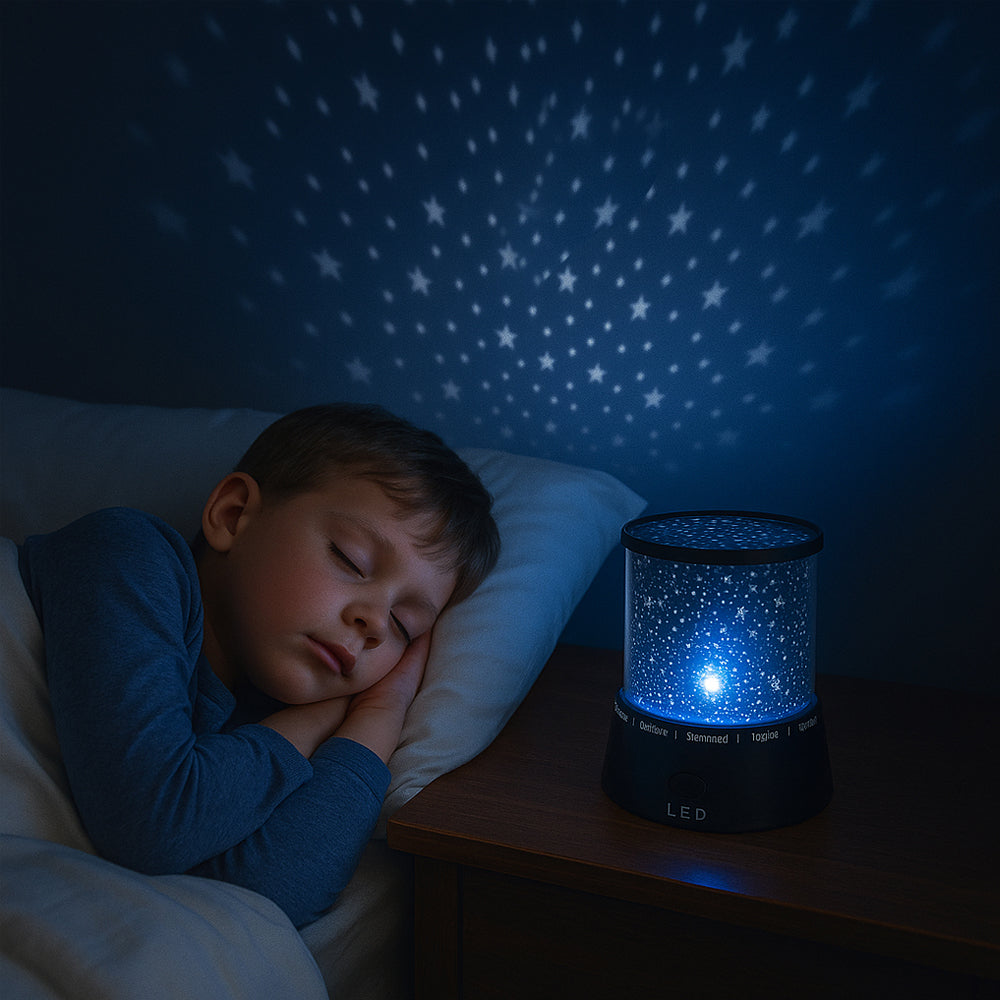 LED-nattlampe med Stjernehimmel