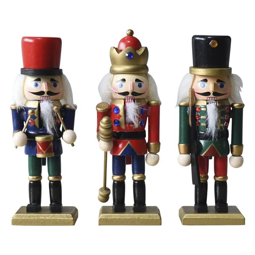 Nøtteknekkerfigurer i Tre - 15 cm, sett med 3 figurer -